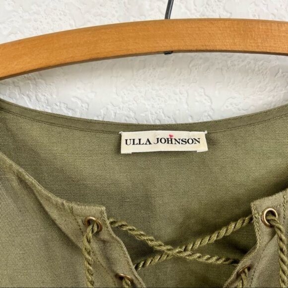 Ulla Johnson Marcelle Olive Cotton Twill Tunic Ruffle Dress - Picture 12 of 13